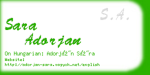 sara adorjan business card